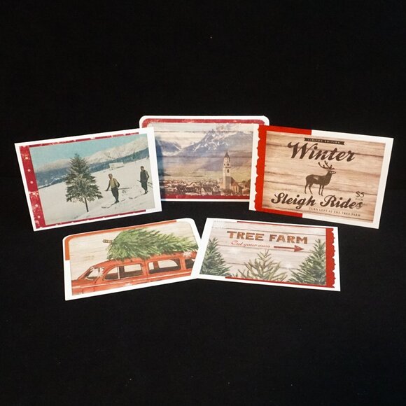 5 White Large Wilderness Country Handmade Note Cards Cardstock Accents - Picture 1 of 4